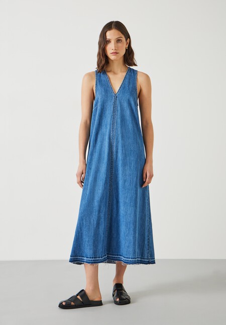 Women cotton linen dresses, sleeveless linen dress, midi dress, soft l –  OversizeDress