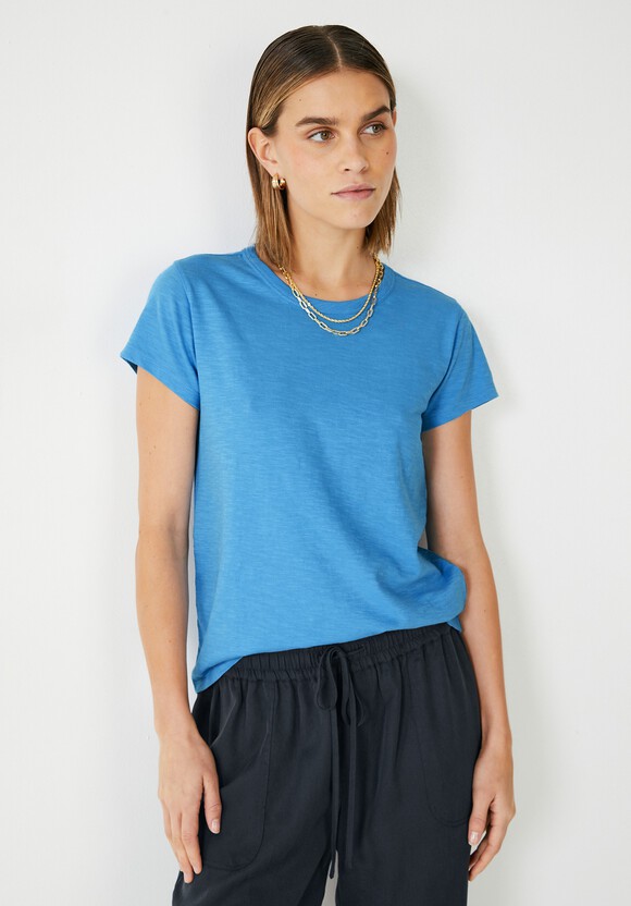 Slim Fit Crew T-Shirt | Mediterranean Blue | hush